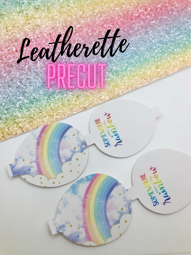 LEATHERETTE - Somewhere over the rainbow pre cut bow loop