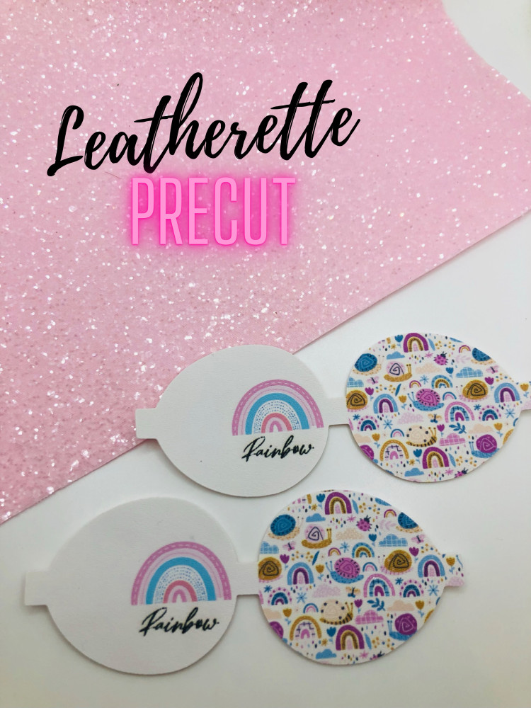 LEATHERETTE - Rainbow Collage pre cut bow loop