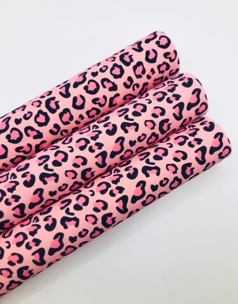 1055 - Pink leopard print printed canvas sheet