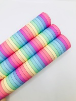 1493 - Pastel Bright Rainbow Stripe printed canvas fabric sheet