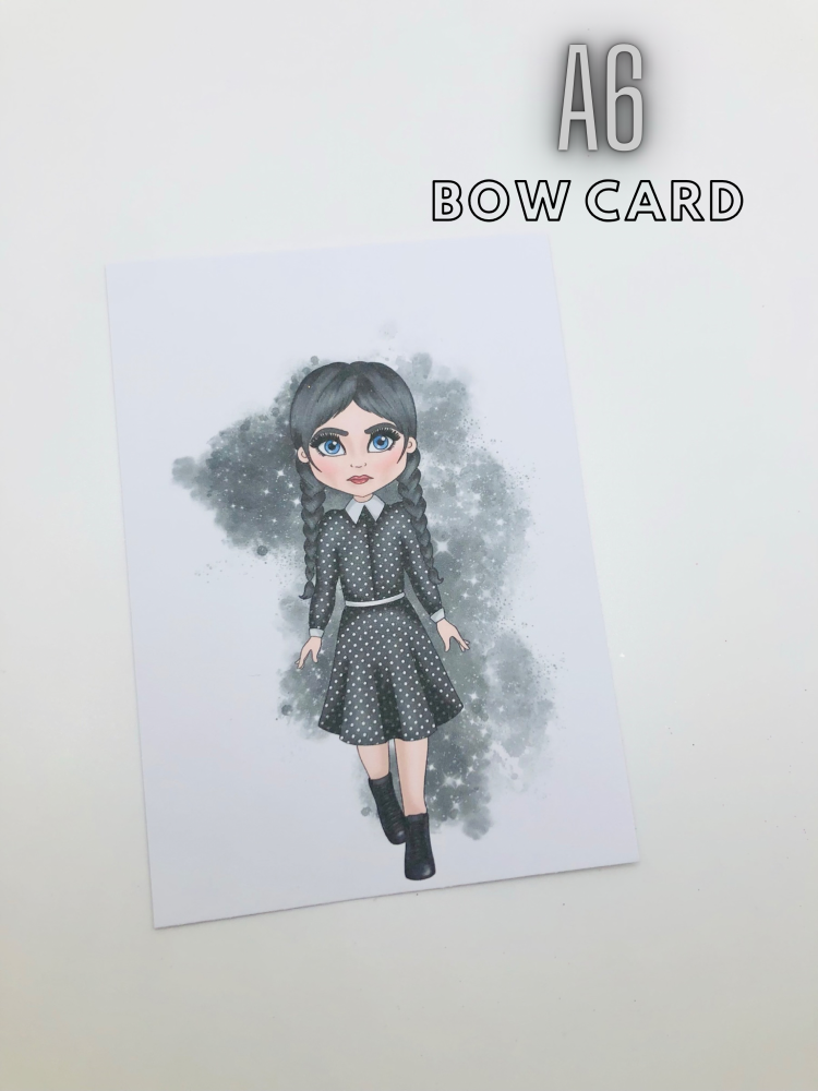 Wednesday Printed bow card (pack of 10)