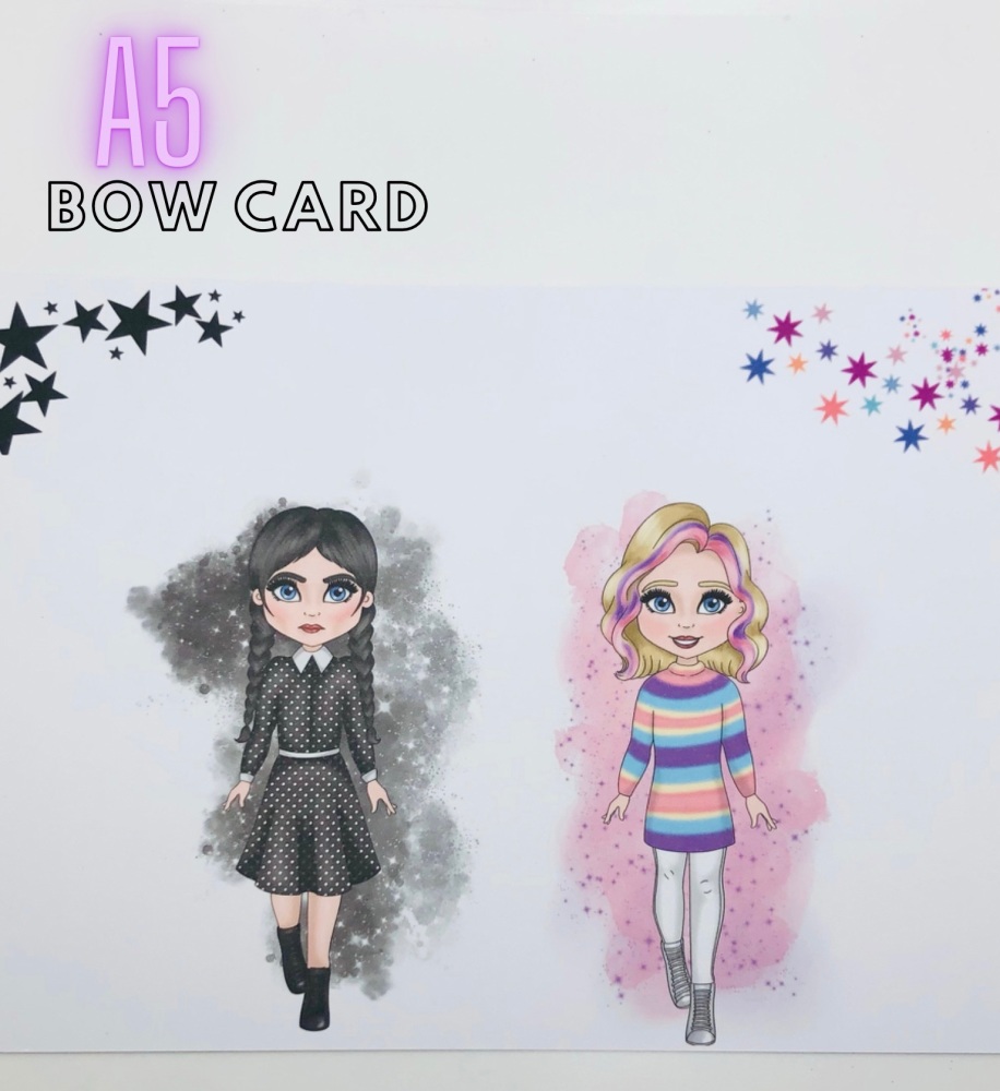 A5 Enid & Wednesday Printed bow card (pack of 10)