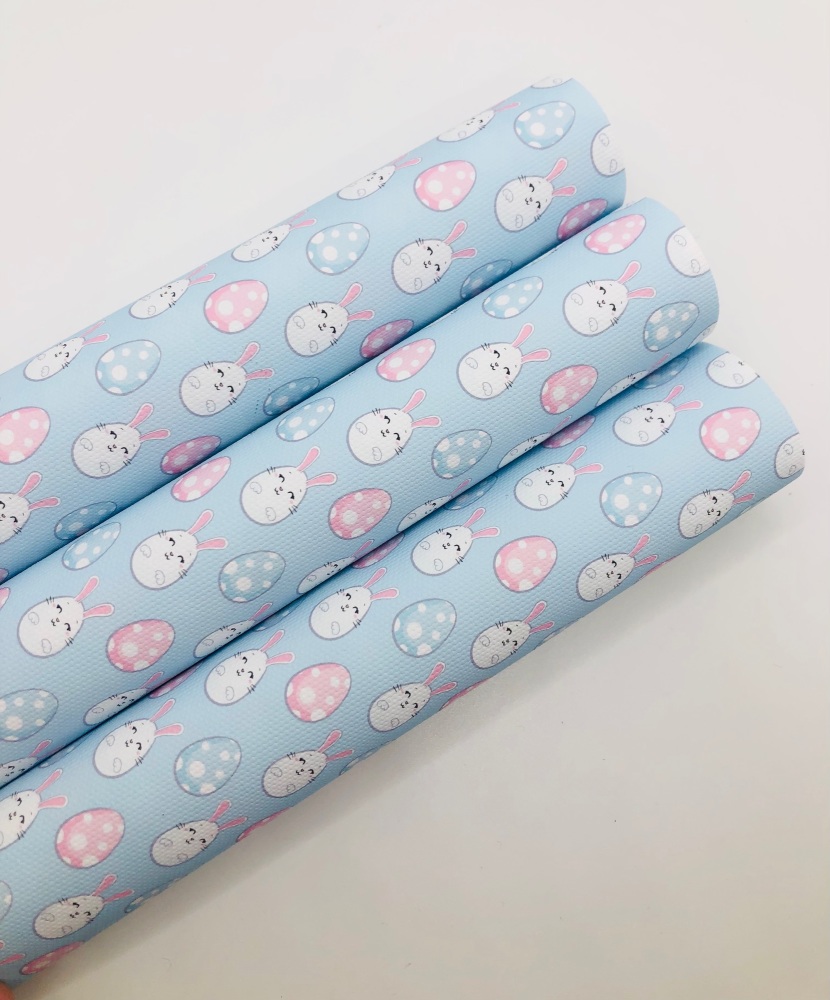 1747  - Baby Blue Easter Egg printed canvas fabric sheet