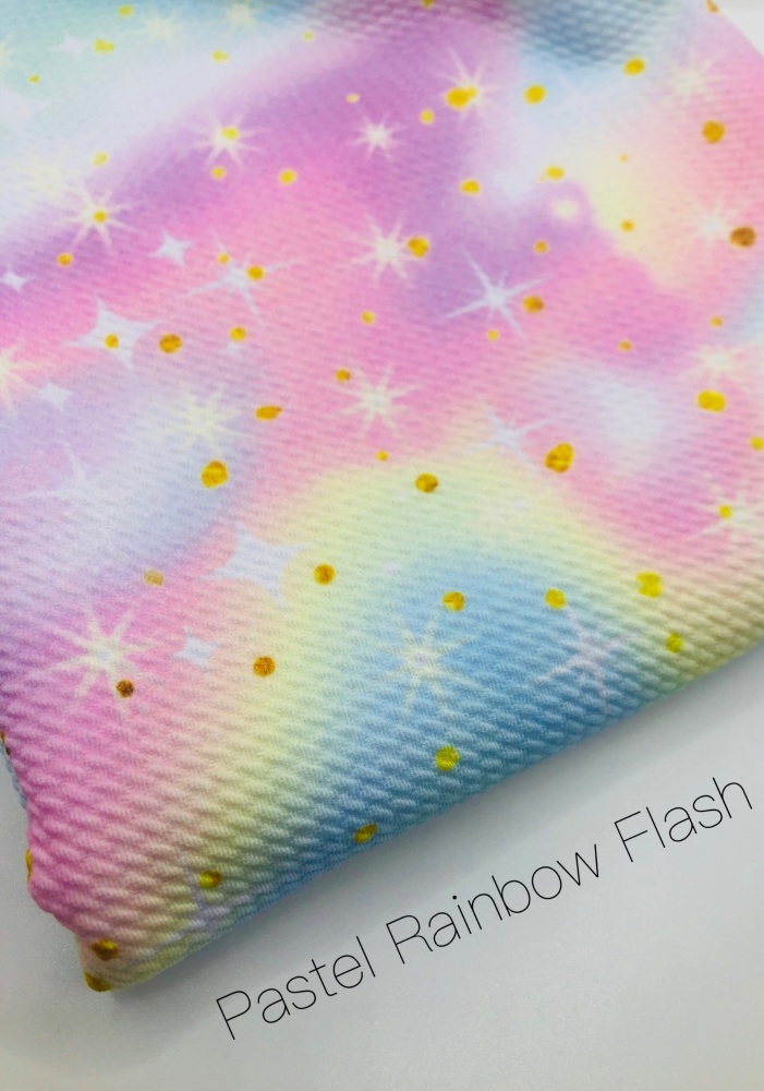 Pastel Rainbow Flash Printed Bullet Fabric