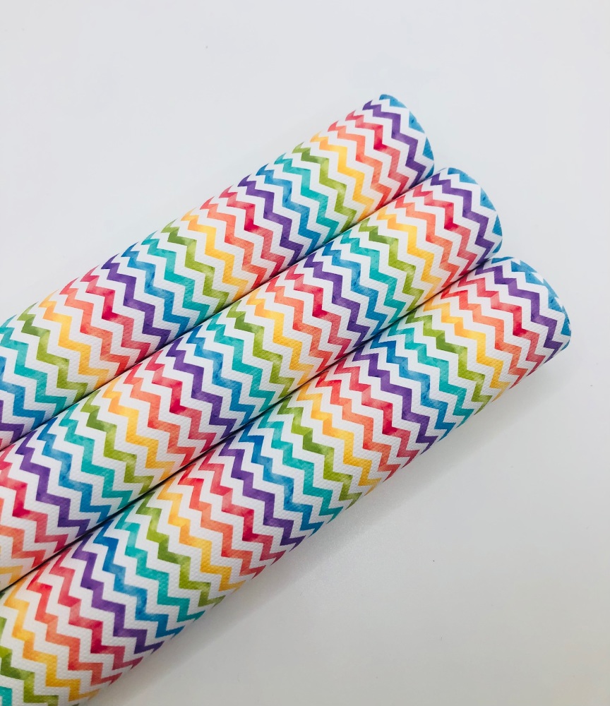 1178 - Mini rainbow zig zag printed canvas fabric