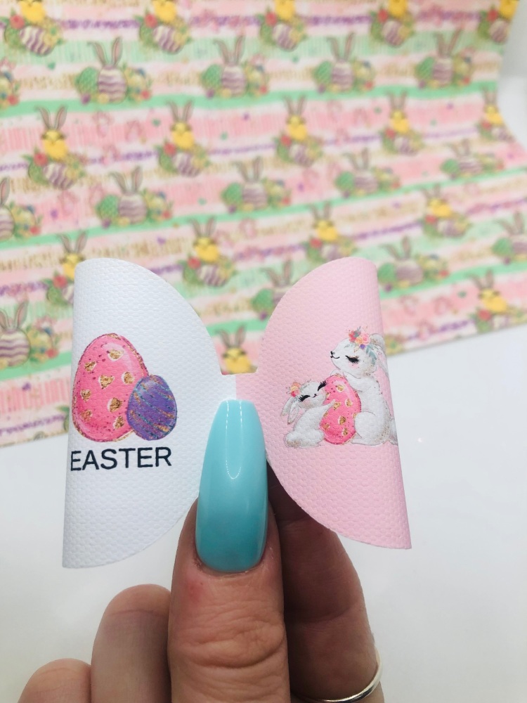 Easter Egg mummy and baby bunny Pre Cut Bow Loop