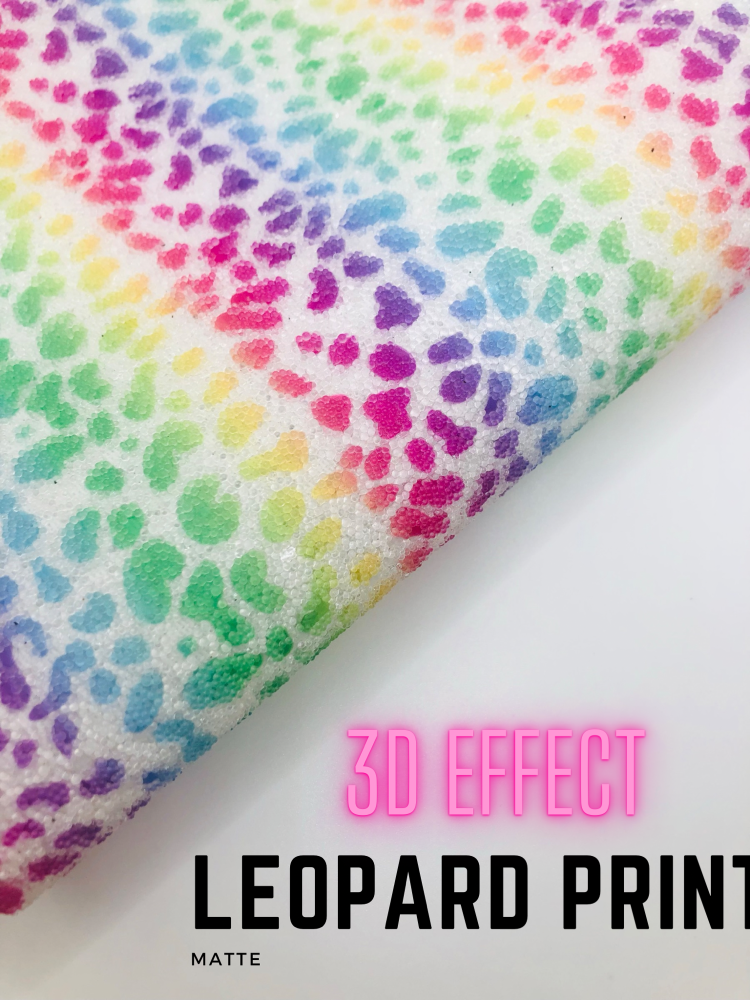 3d effect leopard print rainbow chunky glitter