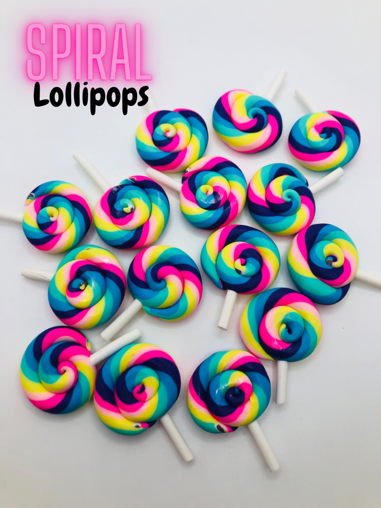 Spiral Rainbow Lollipop bow lollipop polymer clay