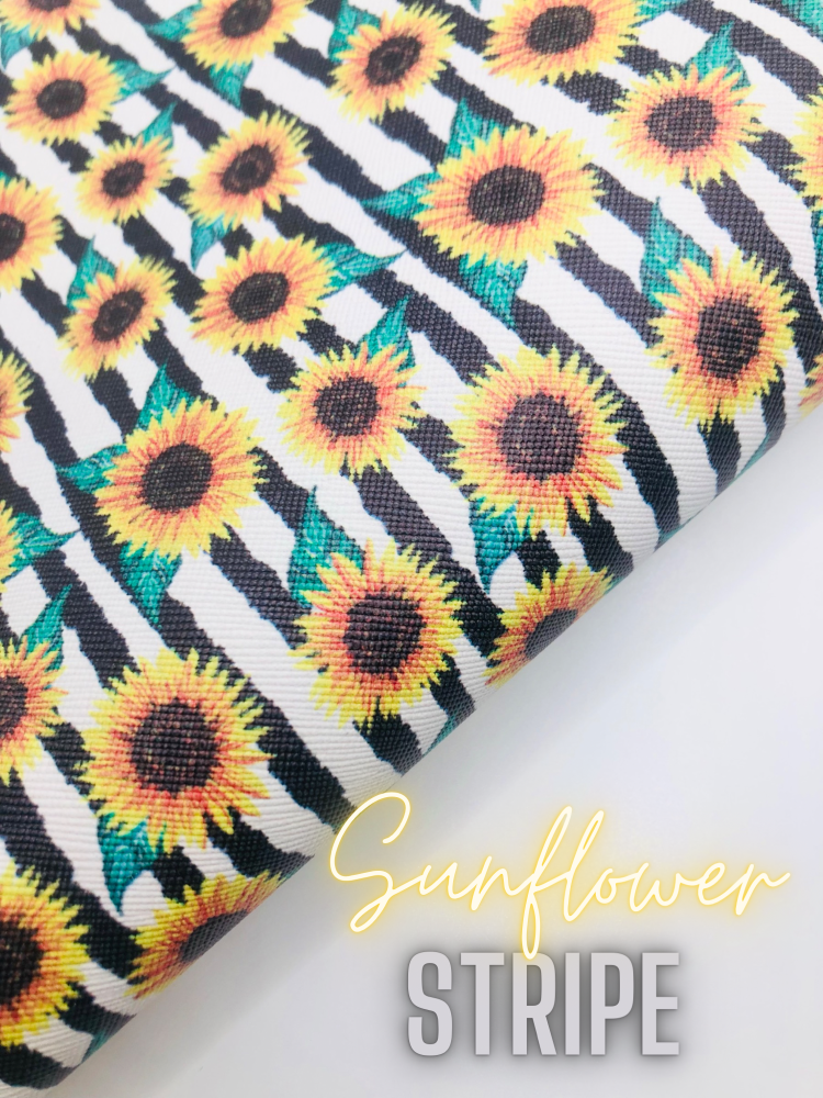Sunflower Stripe printed leatherette fabric