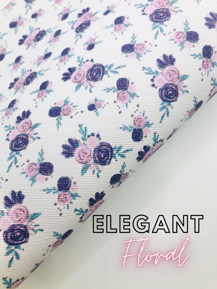 Elegant Floral printed leatherette fabric