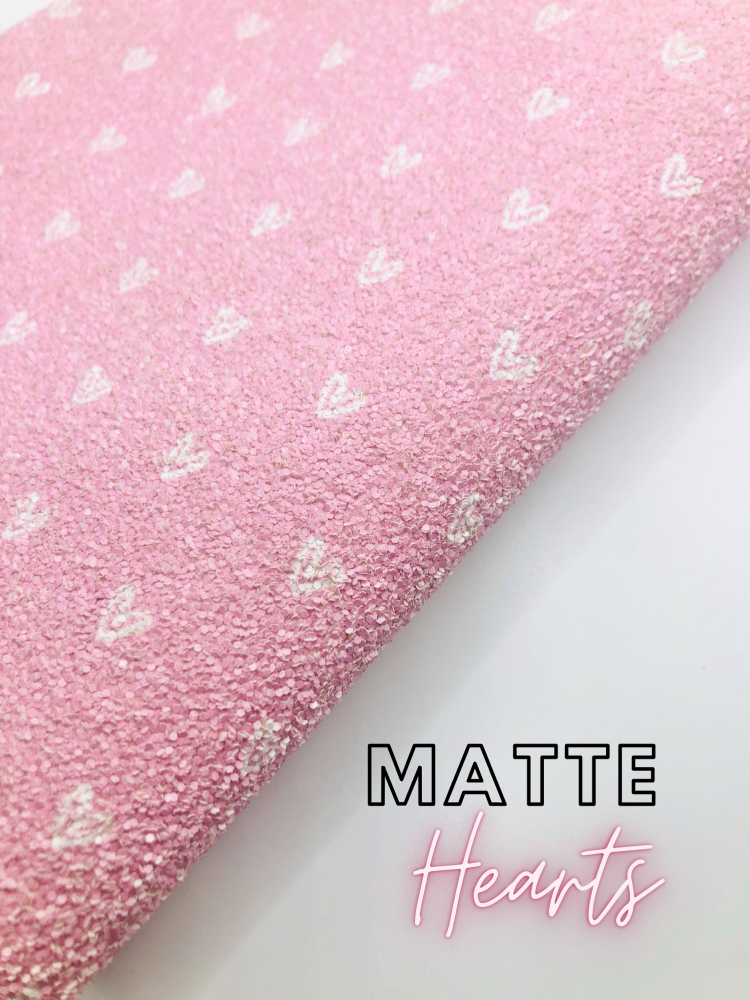 Matte Pink Hearts chunky glitter