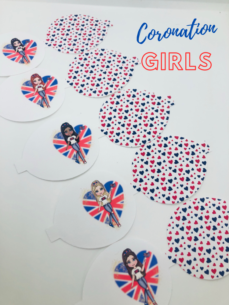 Coronation girls British flag england pre cut bow loop
