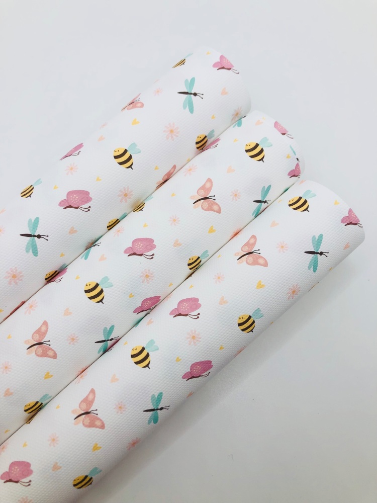 1510 - Bee Butterfly Bug print printed canvas fabric
