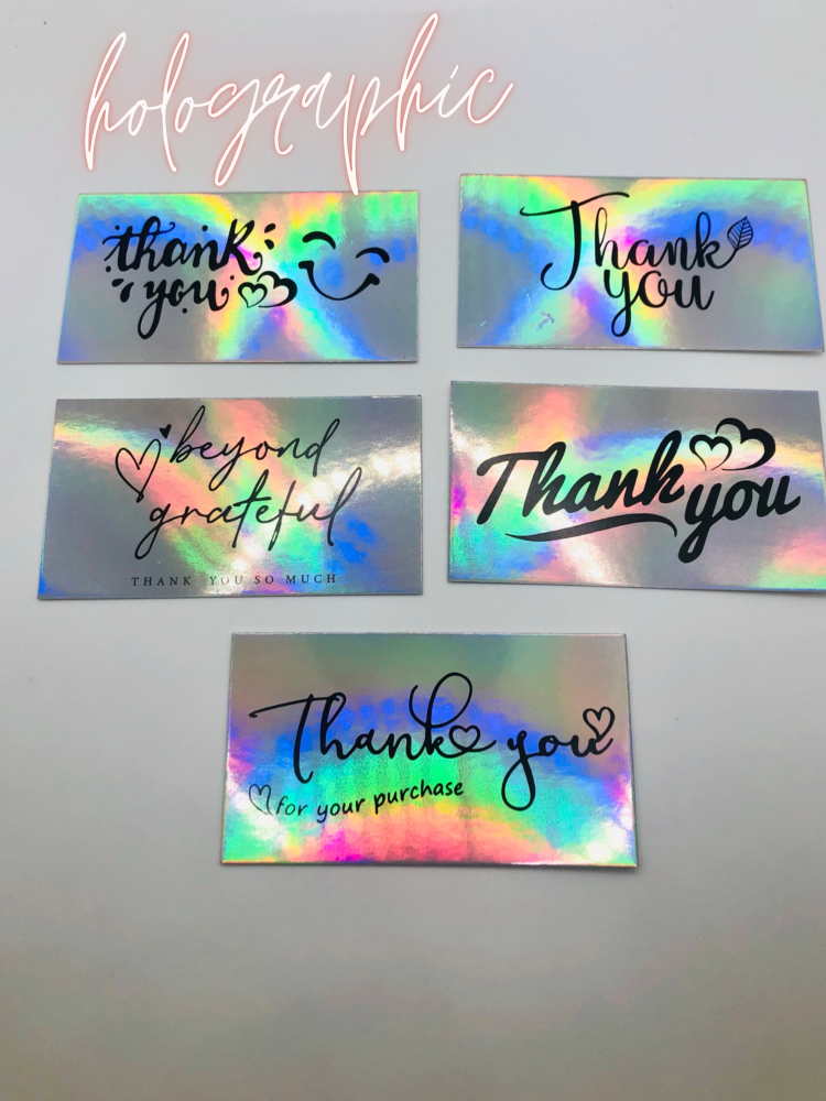 Holographic business cards Silver thank you