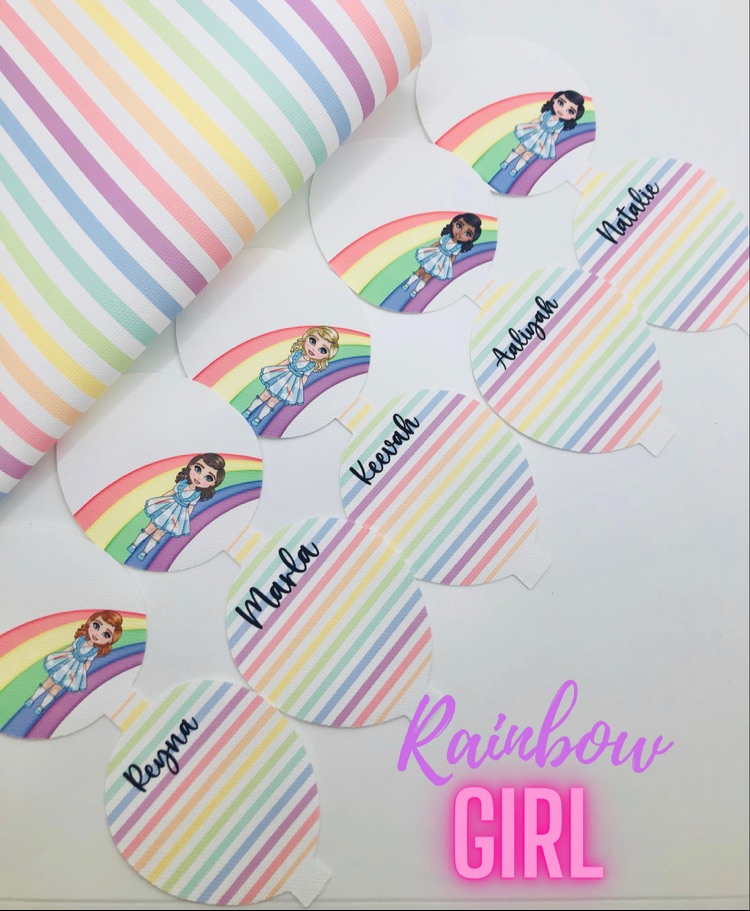 Summer Rainbow Dress girl pre cut printed bow loop