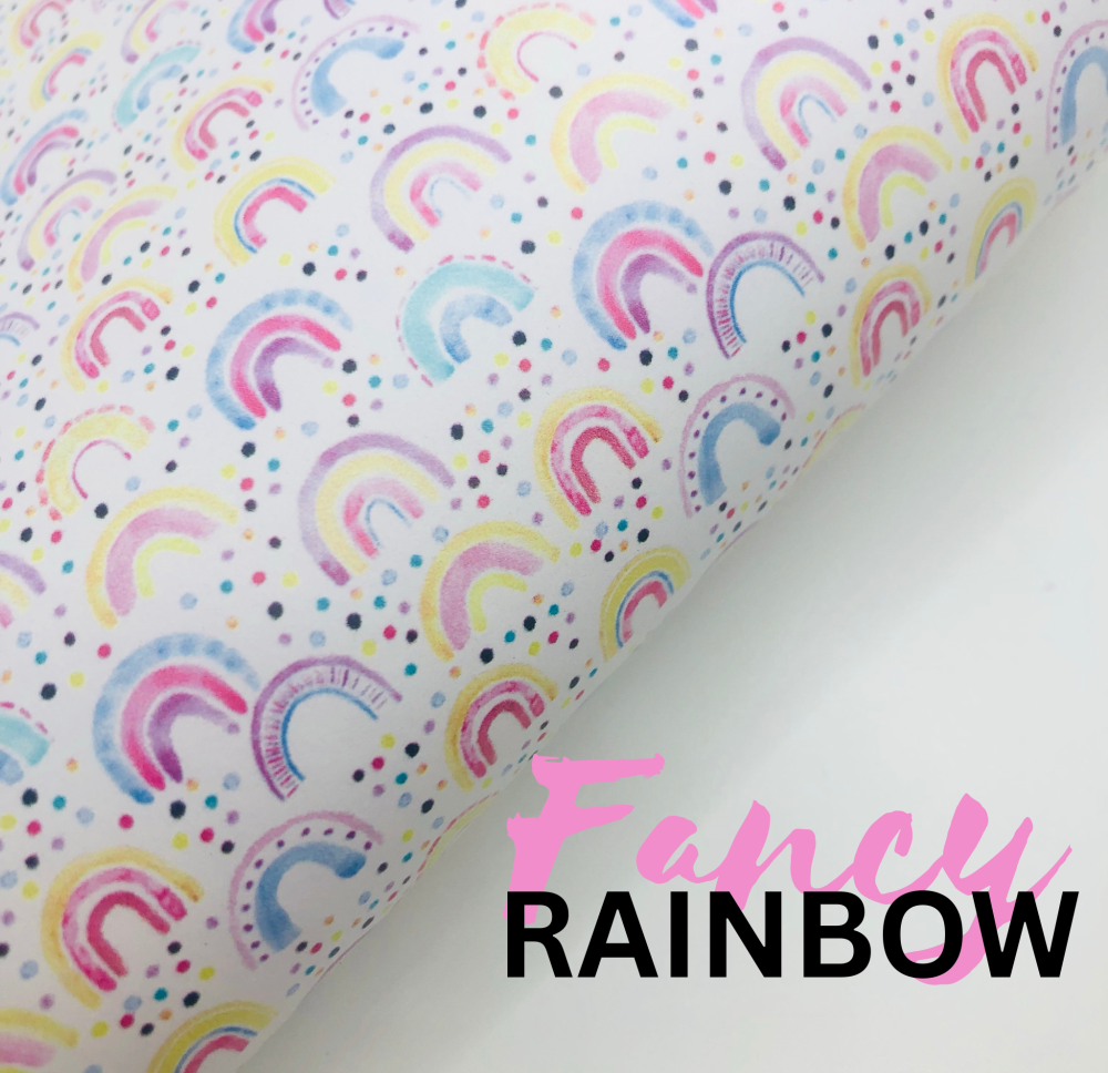 Fancy Rainbow printed leatherette fabric