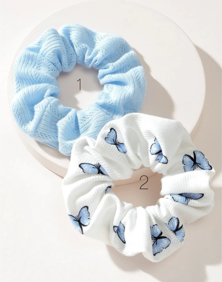 Pale Blue / Butterfly Scrunchie Hair bobble