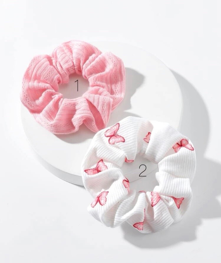 Pale Pink / Pink Butterfly Scrunchie Hair bobble