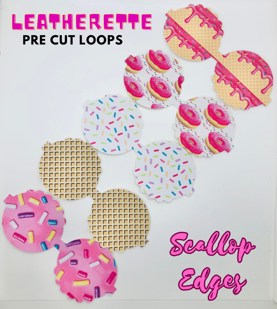 Ice Cream Parlour printed pre cut scallop edge bow loops