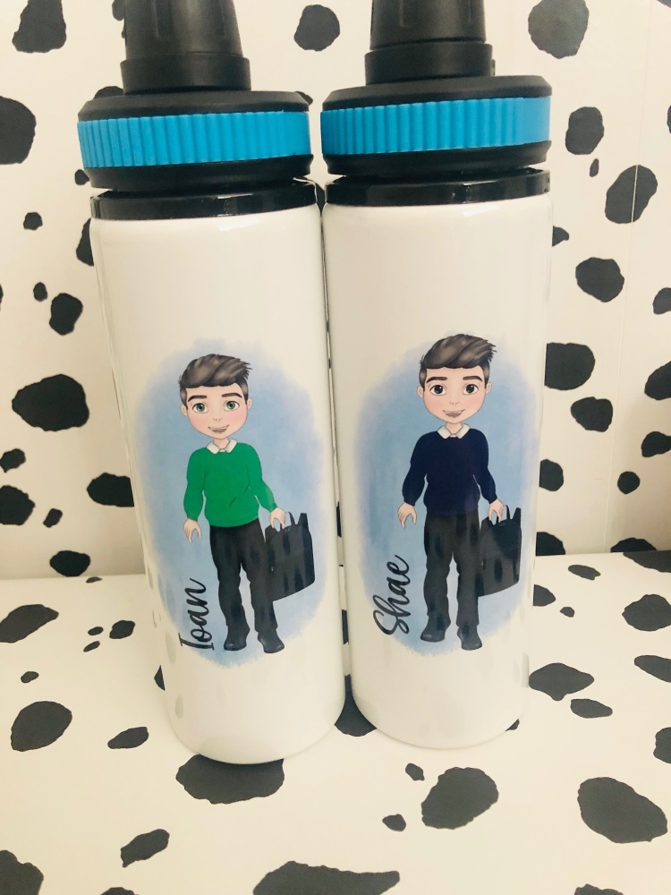 Blue - Boys School Boy Personalised Water Bottle