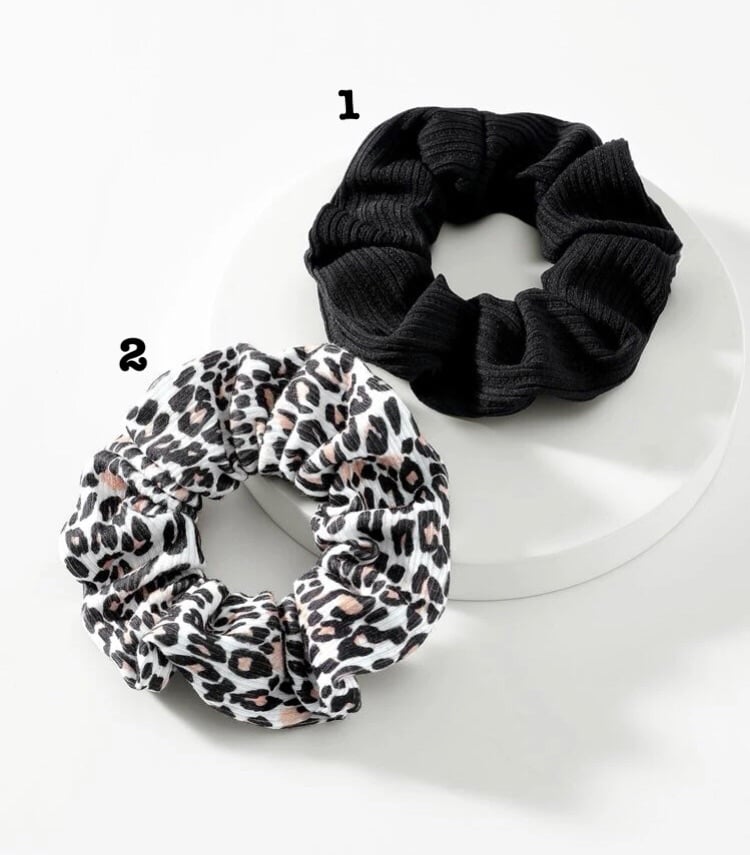 Black / Leopard print Scrunchie Hair bobble