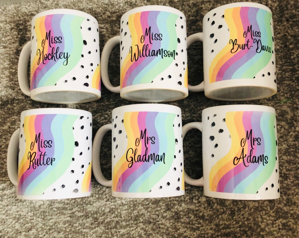 Rainbow Dalmatian teacher gift printed 11oz Mug
