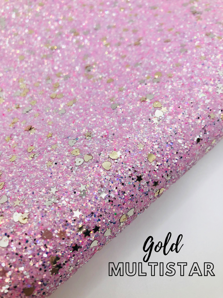Pastel Pink Golden sequin chunky glitter