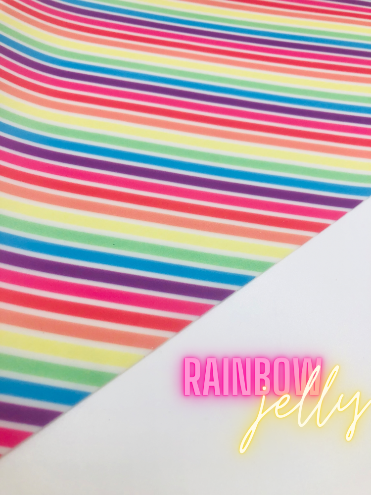 Diagonal Rainbow stripe printed Jelly Fabric