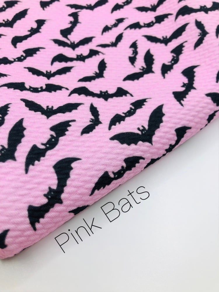 Pink Bats printed bullet fabric