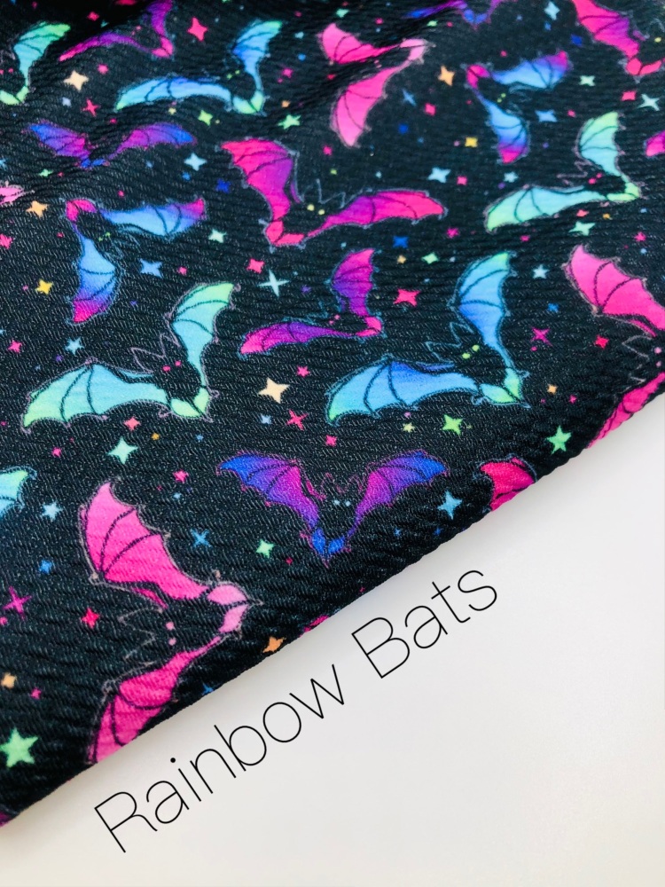 Rainbow Bats printed bullet fabric