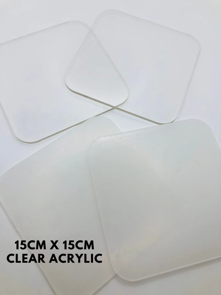 Acrylic Blank - 15x15cm clear acrylic rounded edge square