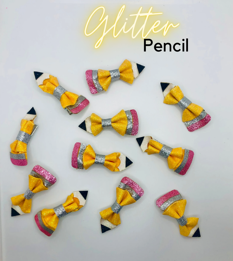 Glitter pencil mini pinch bow on clip