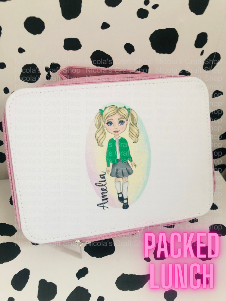 Girls Matching Packed lunch bag in pink