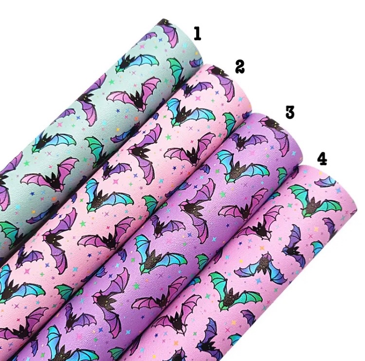 Pastel Bat Collection - Halloween Printed leatherette fabric