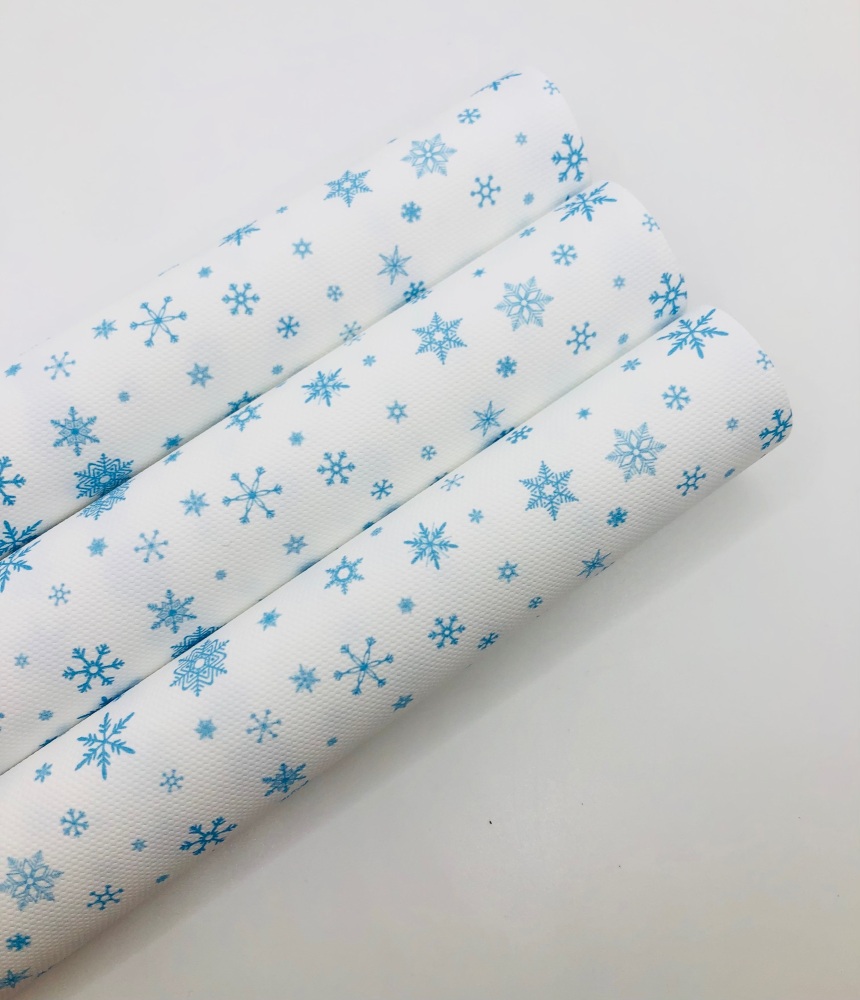 1108 - White blue snowflake printed canvas sheet