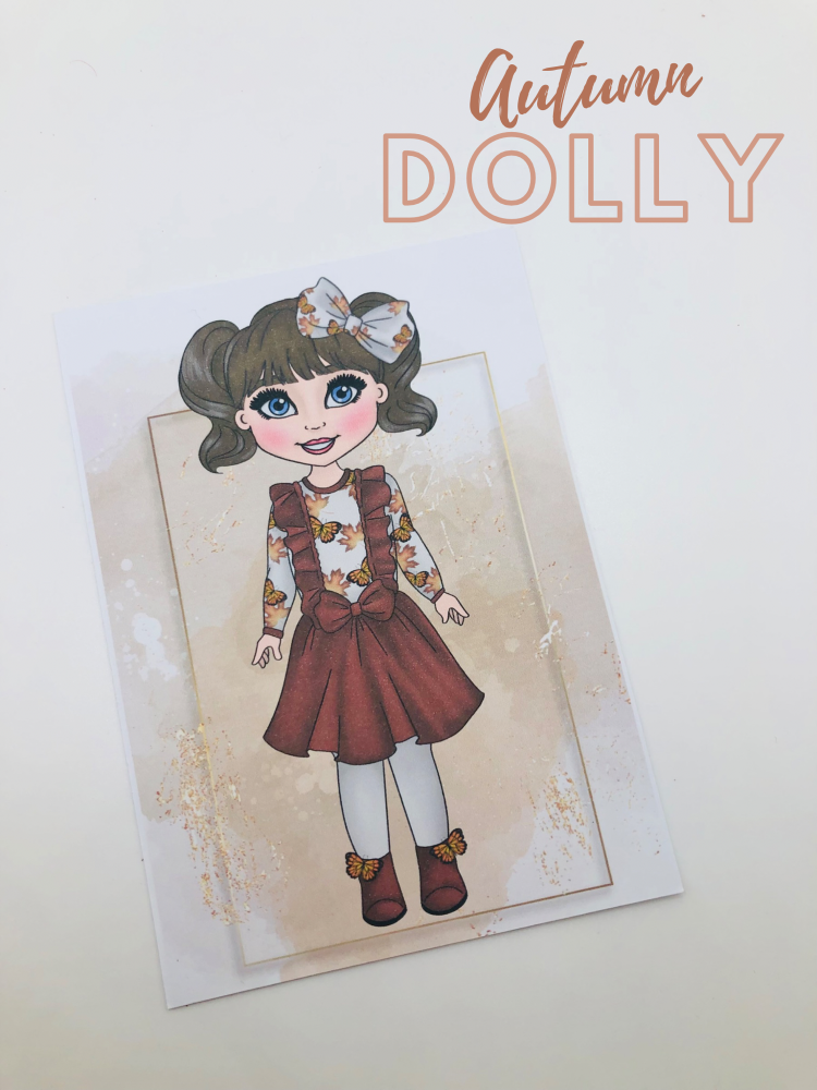 Autumn Dolly Girl printed bow card (PACK OF 10)