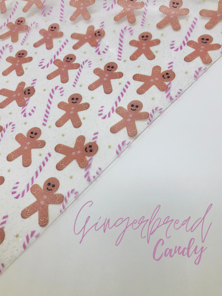 Gingerbread candy cane printed transparent jelly fabric