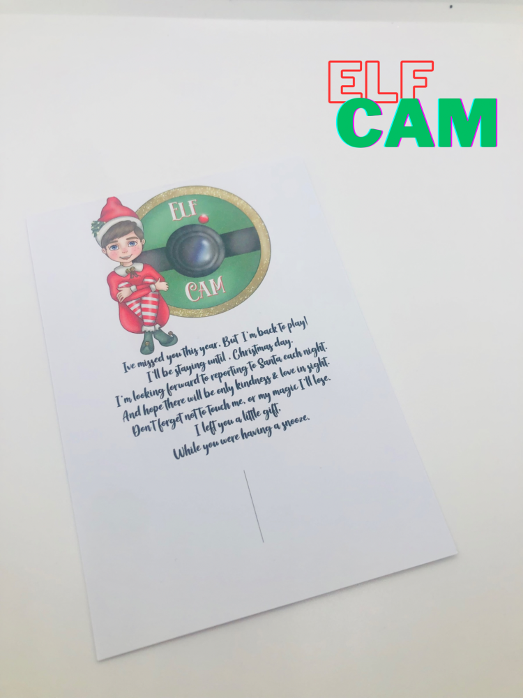 Elf cam im back poem christmas printed bow card (PACK OF 10)