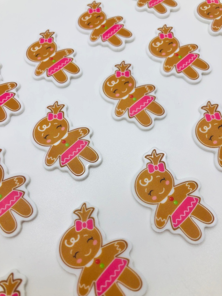 Christmas Bright Pink mini Gingerbread Girl resin flatback embellishment