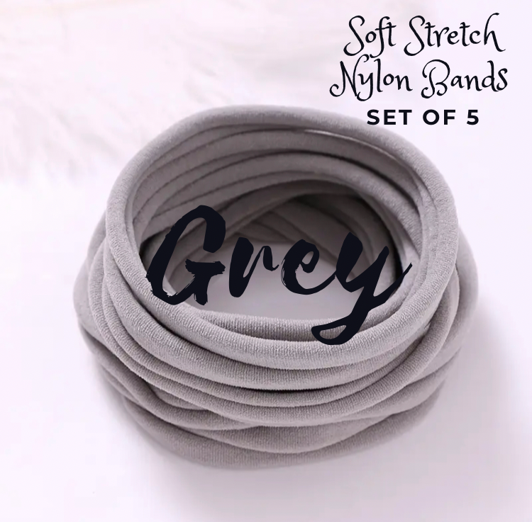 GREY - 5 x Soft Stretch Dainties Nylon Bands