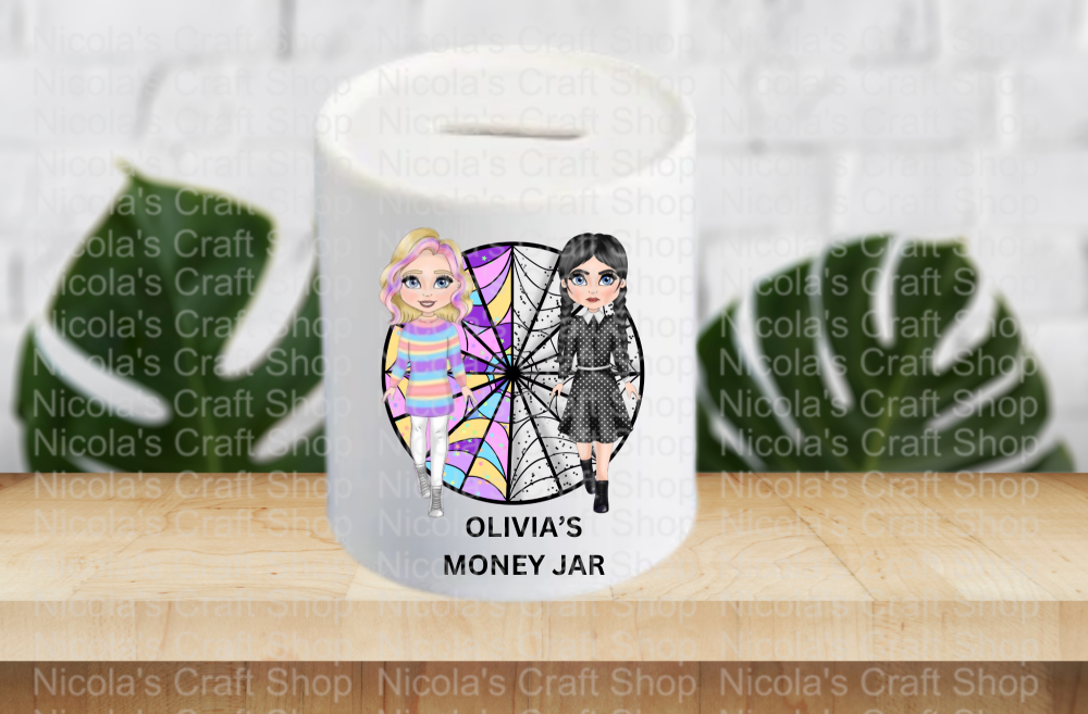 Wednesday and enid Personalised Name Money Box