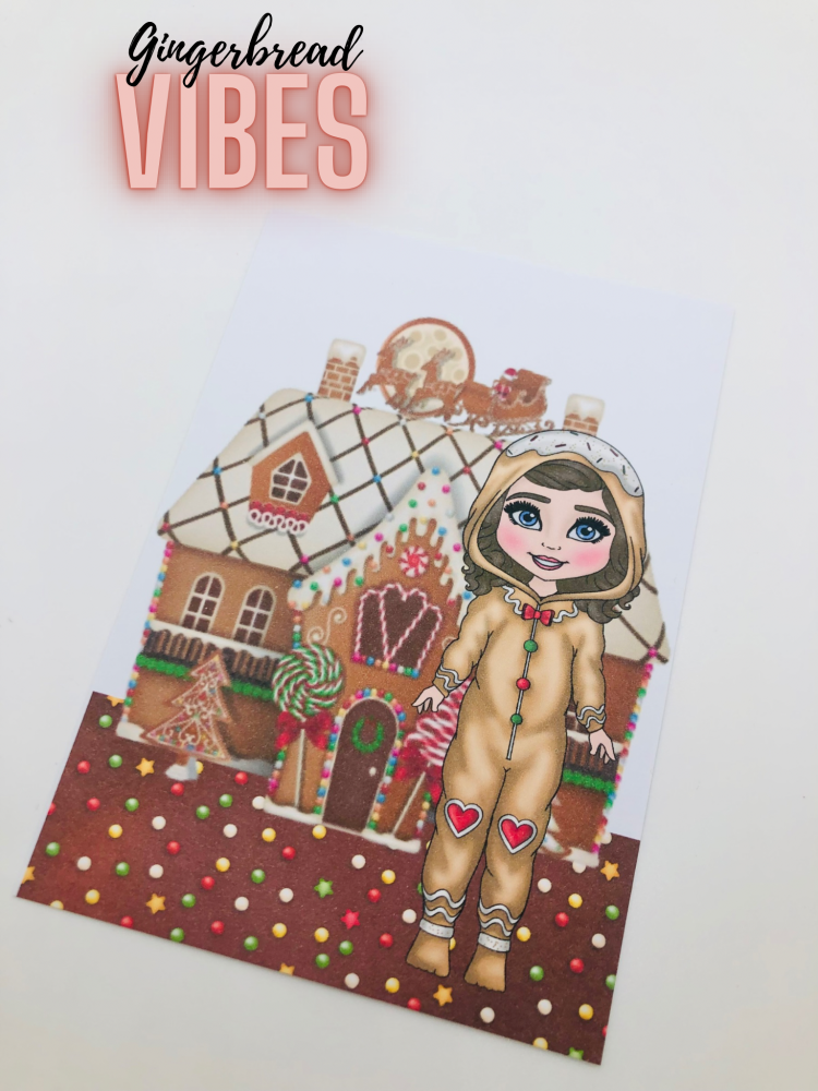 Ginger the gingerbread christmas printed bow card (PACK OF 10)