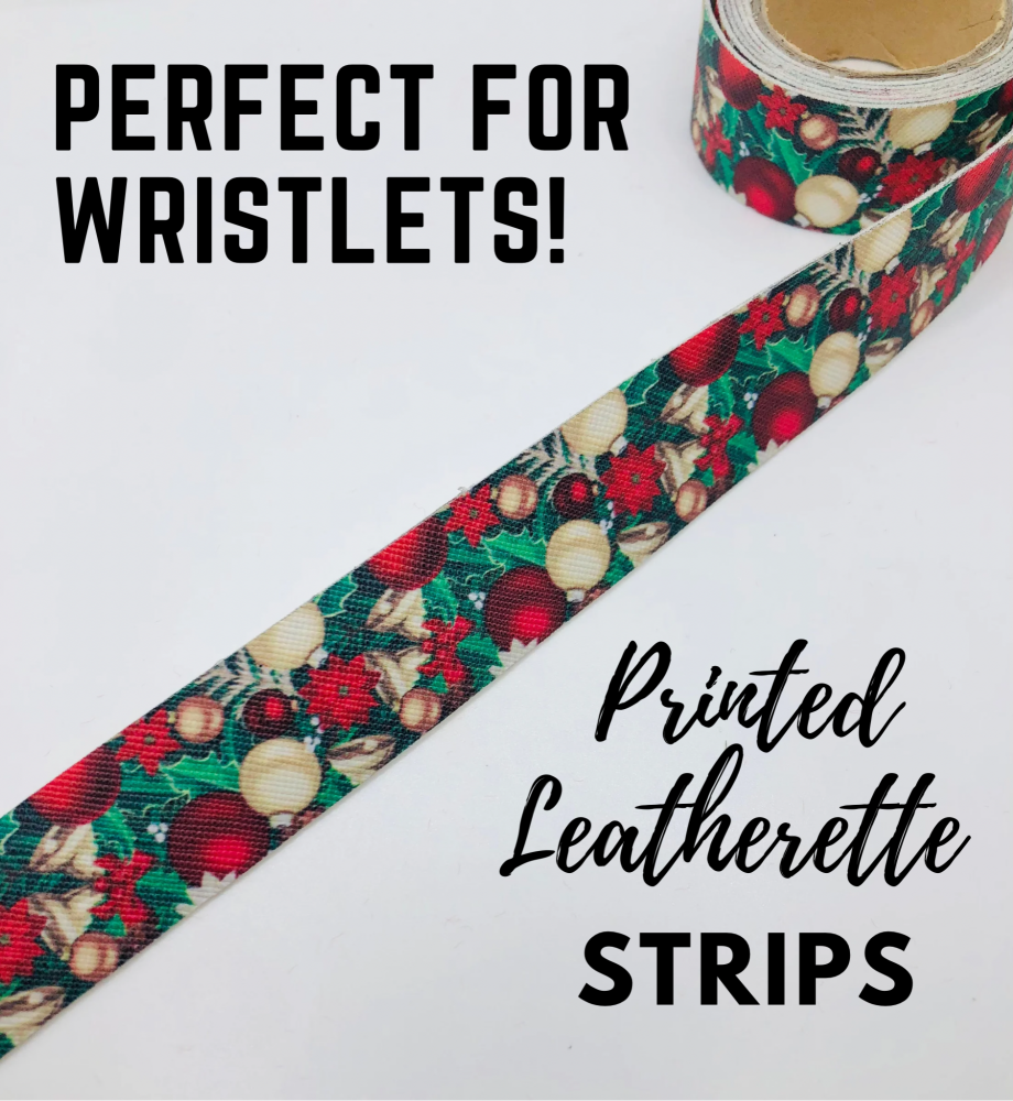 Christmas Printed Leatherette Ribbon 25mm (price per yard)