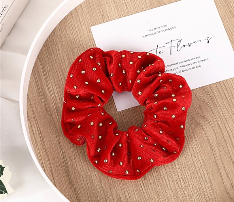 Velvet Christmas Red sequin Scrunchie Hair bobble