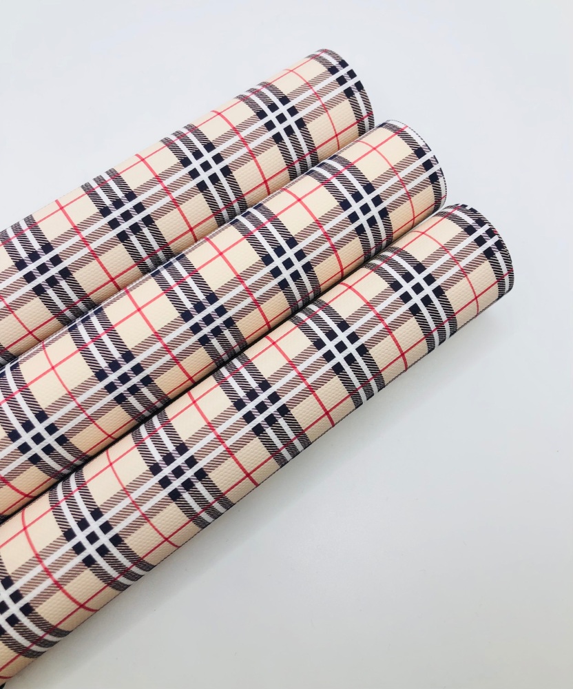 1566 -  Burberry inspired Plaid Pattern printed canvas fabric sheet