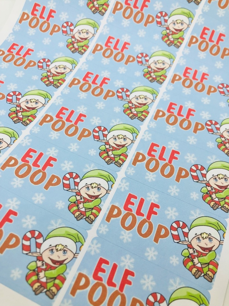 Elf Poop printed christmas rectangle stickers