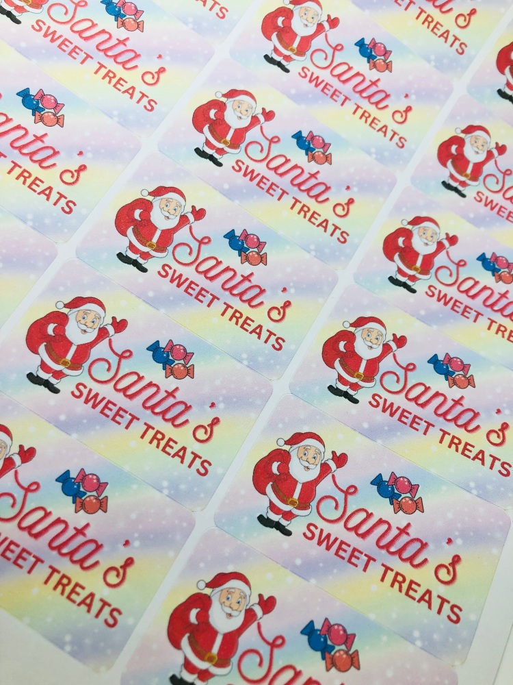 Santa sweet treats sweet cone stickers printed christmas rectangle stickers