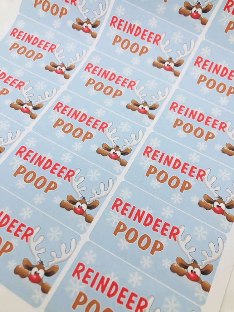 Reindeer Poop printed christmas rectangle stickers
