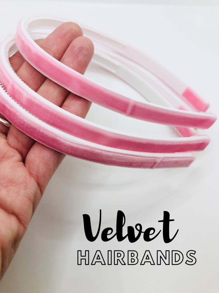 Pink Velvet coated plastic Hairband  - headband