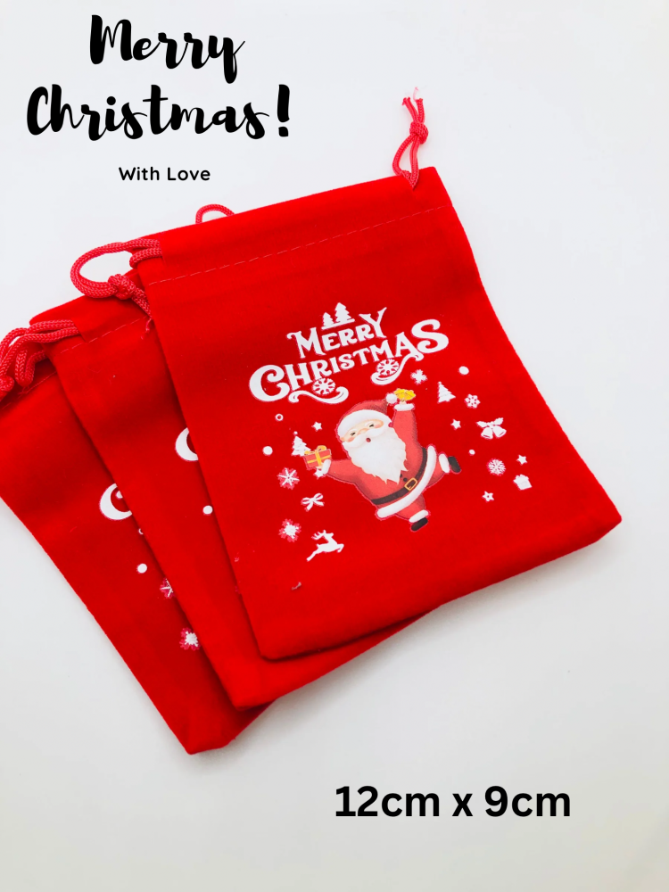 SINGLE - Red Merry christmas santa drawstring bag